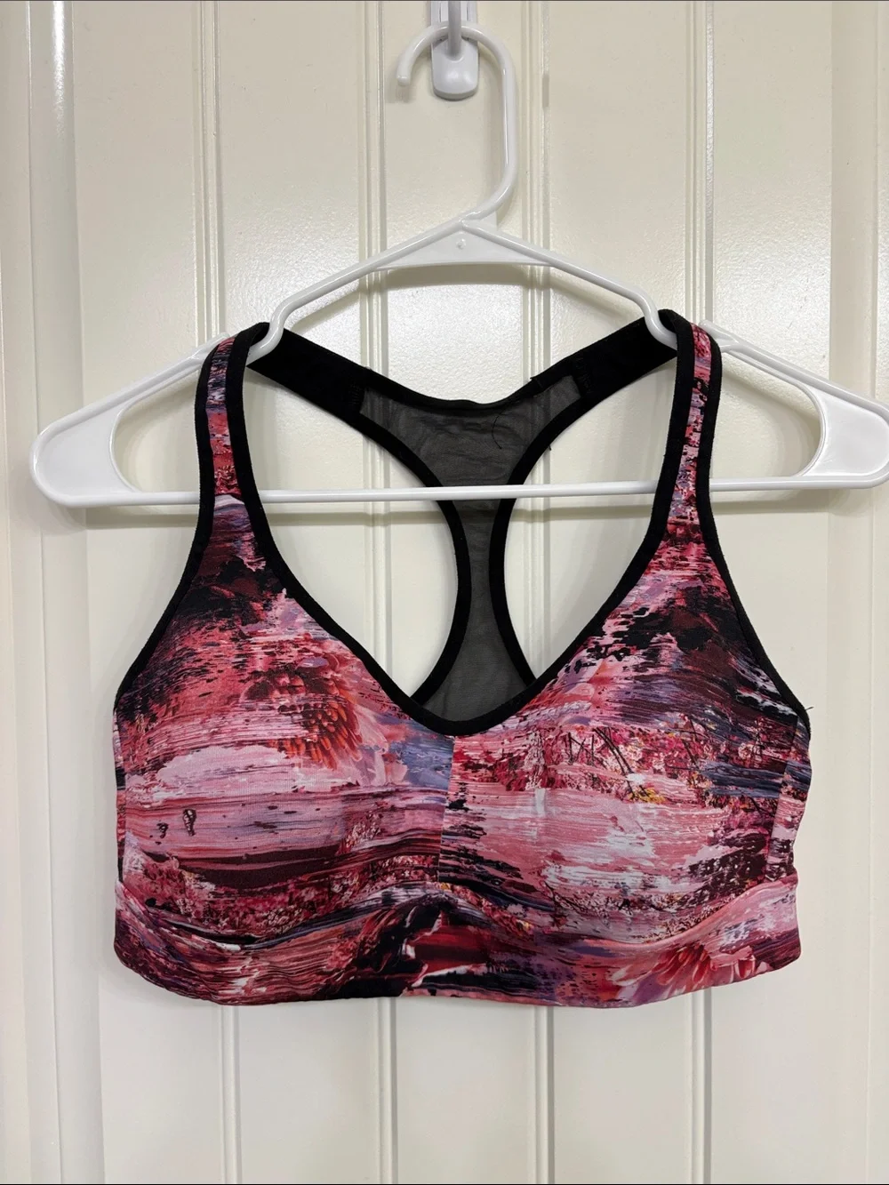 lululemon athletica Pink and Black Abstract Racerback Sports Bra - Picture 1 of 7